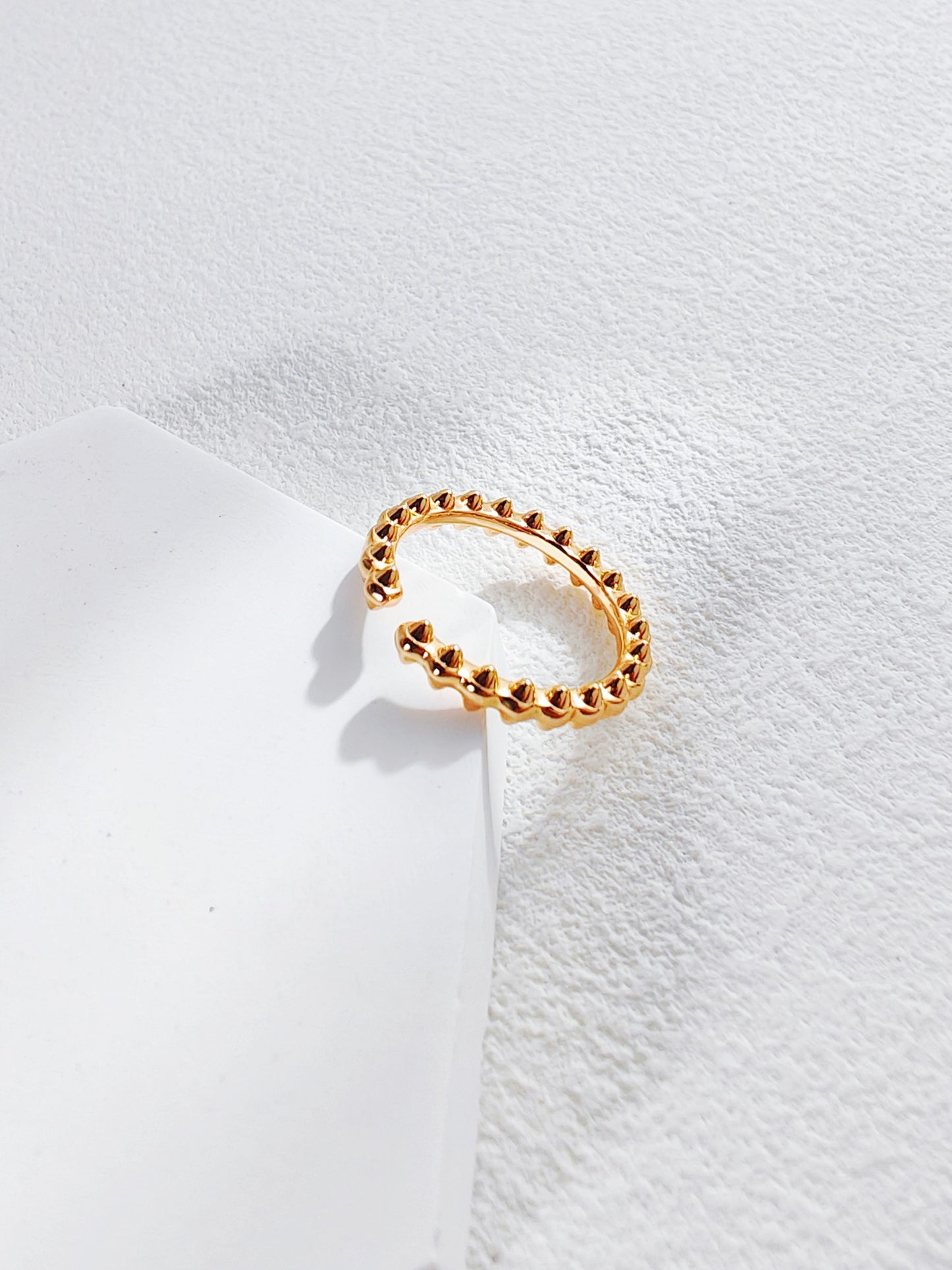 925银 复古金色锯齿戒指 J0208-2